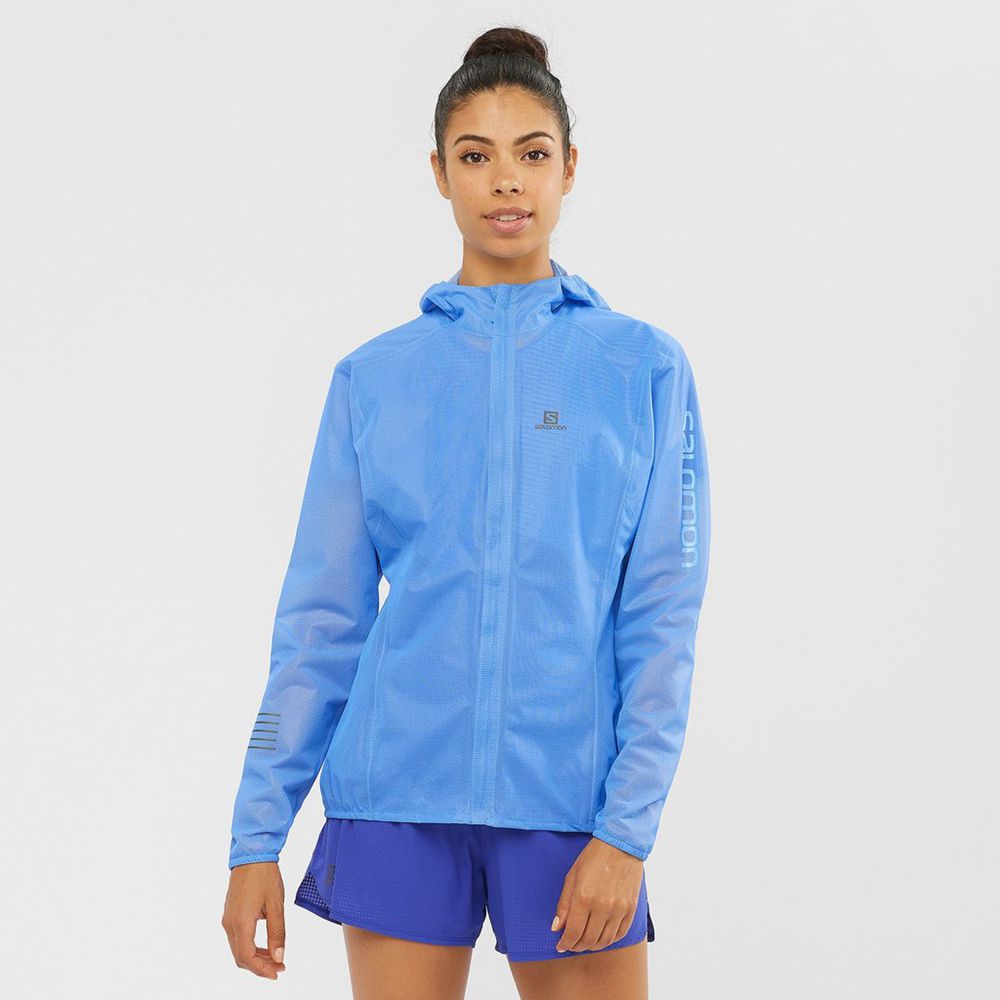 Salomon Israel LIGHTNING RACE WATERPROOF - Womens Jackets - Royalblue (JRUK-48507)